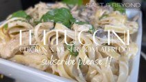 Authentic Chicken Fettuccini & Mushroom Alfredo Pasta Recipe In A Minute