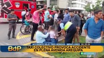 Colectivero provoca accidente en la avenida Arequipa y familia resulta herida