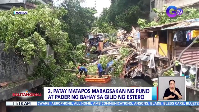 2, patay matapos mabagsakan ng puno at pader ng bahay sa gilid ng estero | BT
