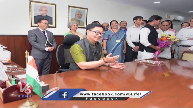 Govt shuffles cabinet , Arjun Ram Meghwal Replaces Kiren Rijiju As Law Minister _ V6 News