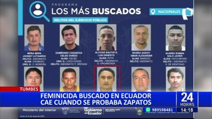 Cae en Tumbes expolicía buscado en Ecuador por doble feminicidio
