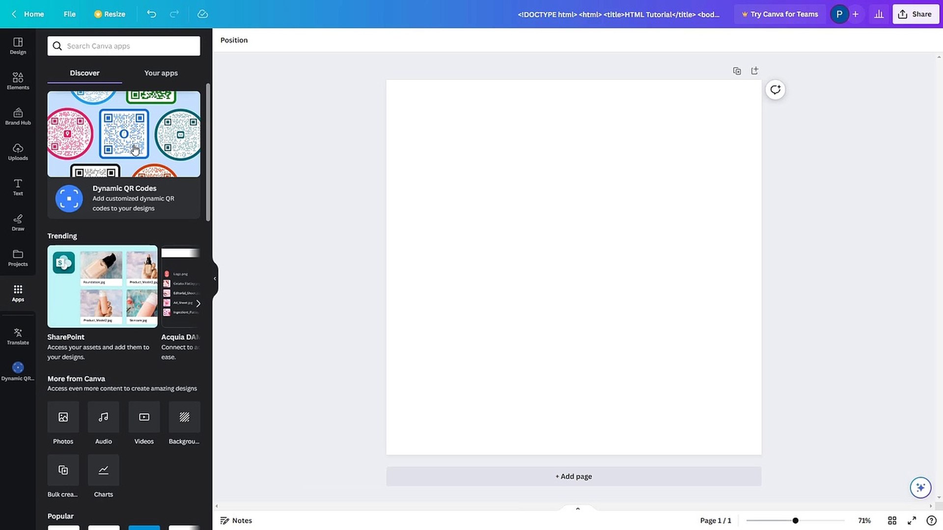 Canva Course Section 71 Format Code
