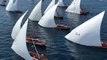 Boats on their journey back home from Sir Bu Na'air Island in what is traditionally called Al Gaffal or the return home