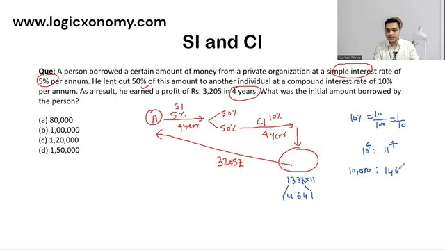 Challenging Simple and Compound Interest Mix Problems: Tricky Solution| SI-CI tricks #logicxonomy