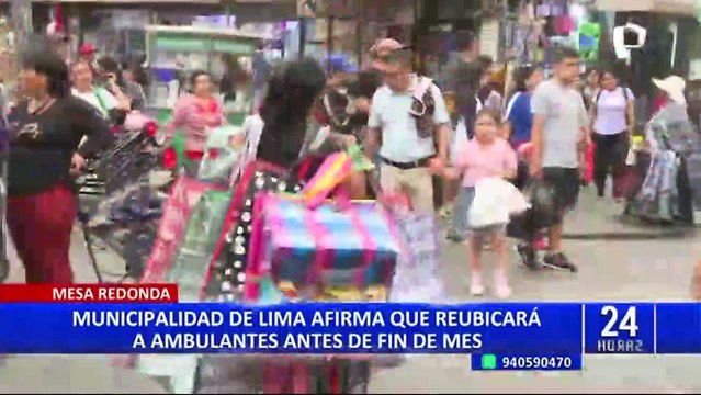 Municipalidad de Lima anuncia que ambulantes serán reubicados antes de fin de mes