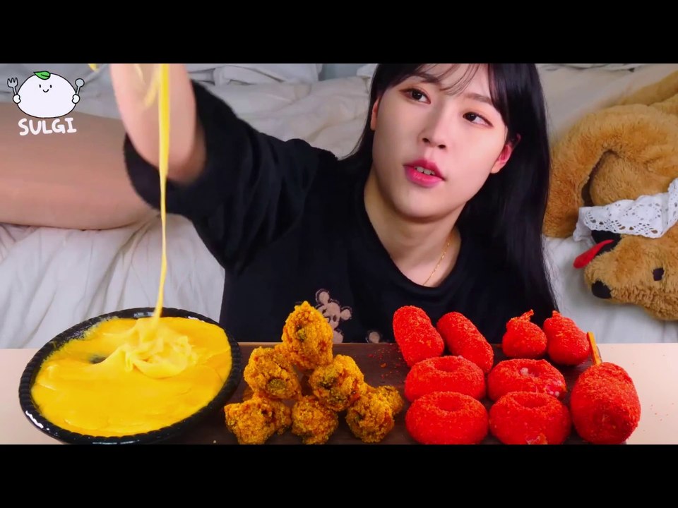 ASMR MUKBANG Cheese Fondue and Cheetos party, Cheese Doughnut, Cheese stick, lol Chicken.
