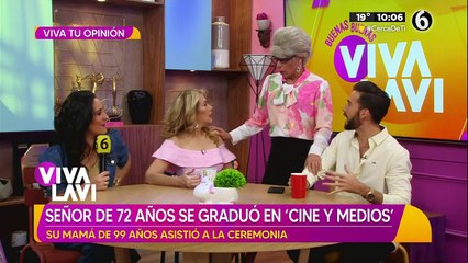 Hombre de 72 años se gradúa de la universidad y su mamá de 99 lo acompaña