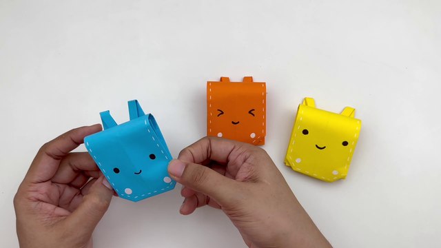 DIY MINI PAPER SCHOOL BAG STORAGE ORGANIZER / Paper Craft / Origami Storage Box DIY /Desk Organizer