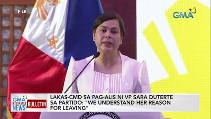 LAKAS-CMD sa pag-alis ni VP Sara Duterte sa partido: "We understand her reason for leaving" | GMA Integrated News Bulletin