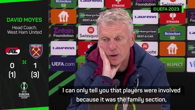 Moyes confirms West Ham players' families attacked by AZ Alkmaar fans