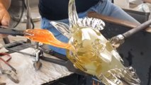 Brenna Baker *Founder of Hollywood Hot Glass* makes a fish with her incredible glass art
