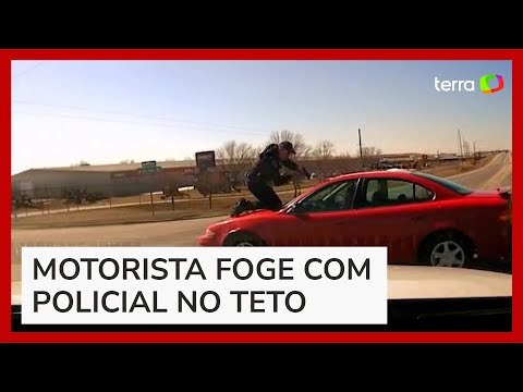 Policial se pendura em teto de carro para tentar impedir fuga de homem nos EUA