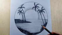 How to draw Easy circle scenery drawing|| pencil drawing|| Drawing by Minha