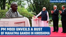 PM Modi unveils a bust of Mahatma Gandhi in Hiroshima, Watch here | Oneindia News