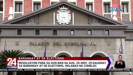Resolusyon para sa gun ban sa Aug. 28–Nov, 29 kaugnay sa barangay at SK elections, inilabas ng Comelec | 24 Oras Weekend