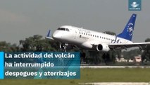 Tras caída de ceniza del volcán Popocatépetl, AICM reanuda actividades