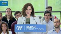 Ayuso urge en Euskadi a los poderes a ilegalizar Bildu