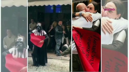 Birce Akalay'dan Darth Vader kostümüyle dans şovu! "Star Wars" hayranı arkadaşı için...