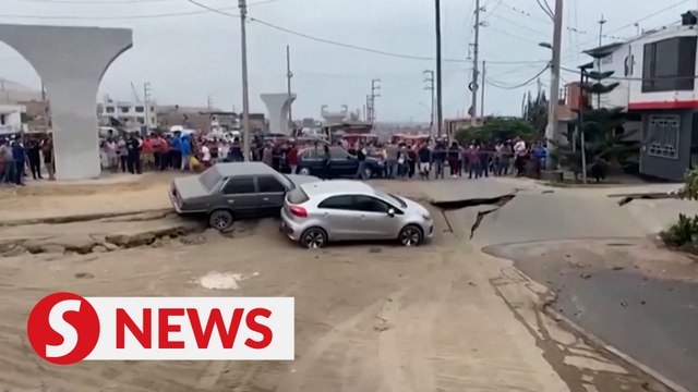 Land subsidence damages homes in Peru