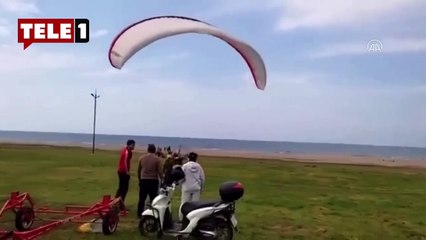 Paramotorla uçuş yaparken yere çakıldı