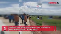 Ailelerin taşlı, sopalı, silahlı arazı kavgası cep telefonu kamerasında