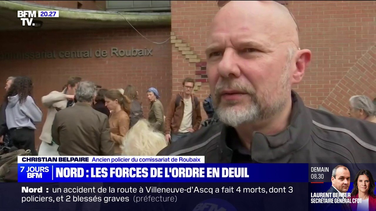 "On vient témoigner notre soutien à nos collègues": au commissariat de Roubaix, d'anciens policiers viennent se recueillir en hommage aux trois agents tués dans un accident de la route