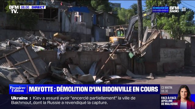 Mayotte: la démolition d'un vaste bidonville, Talus 2, a débuté dans le cadre de l'opération Wuambushu