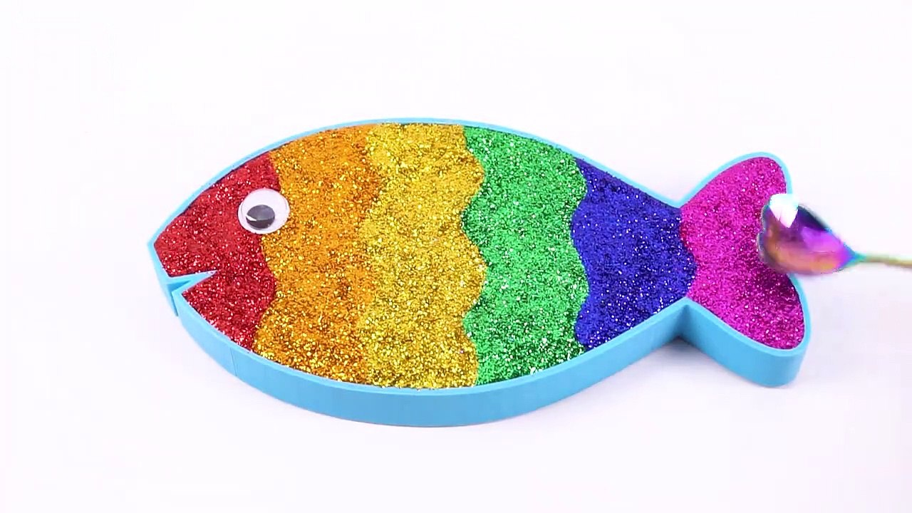 Satisfying Video ASMR l Mixing Rainbow Glitter Slime in Fish Bathtub With Seashell & Slime