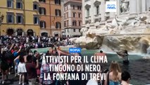 Militanti di Ultima Generazione tingono la Fontana di Trevi di nero