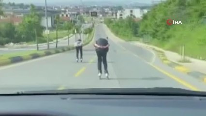 Patenli gençlerin ölümle dansı kamerada