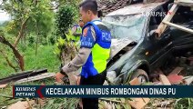 Diduga Akibat Rem Blong, Minibus Rombongan Dinas PUTR Kuningan Tabrak Bangunan