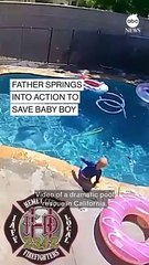 Father springs into action save baby boy from swimming pool _ ABC News