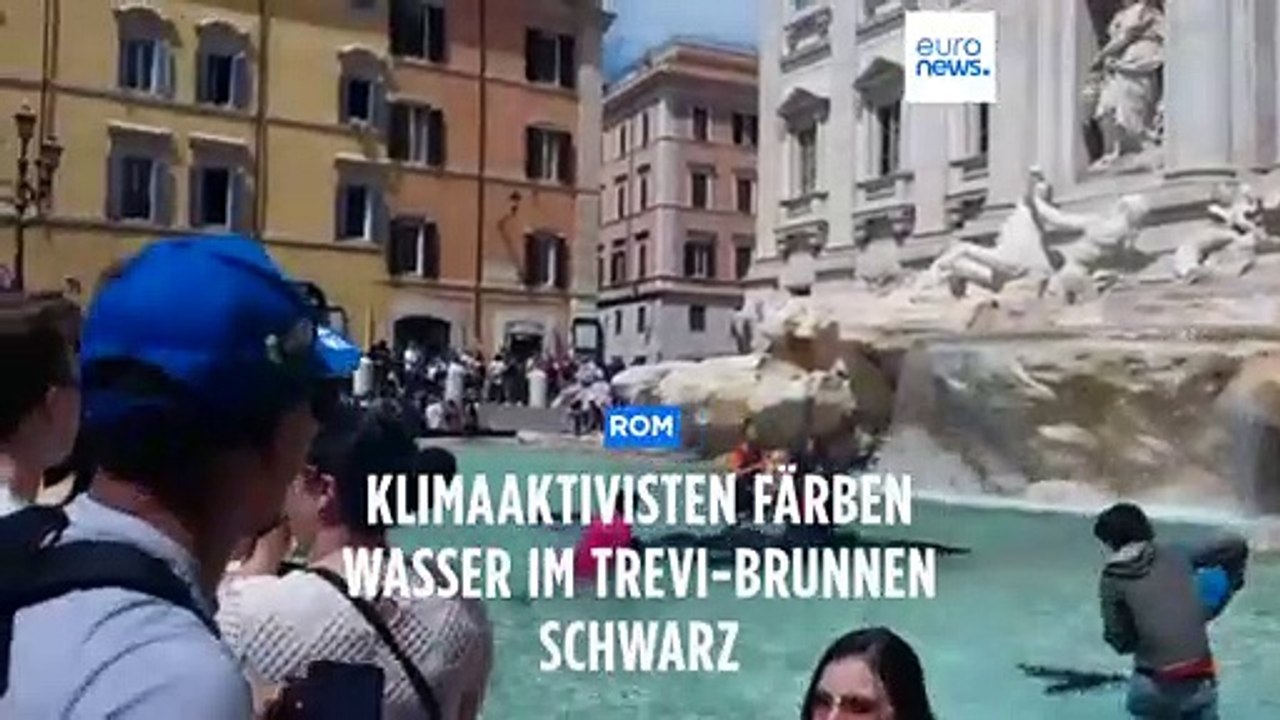 'Letzte Generation' färbt Wasser im Trevi-Brunnen schwarz
