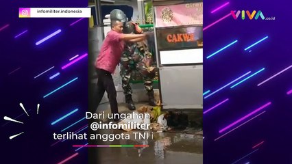 Aksi Heroik Anggota TNI Bantu Tukang Gorengan Taklukkan Api