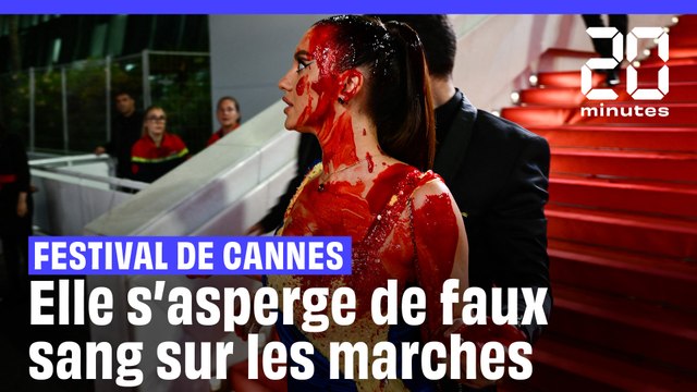 Festival de Cannes : Une femme s’asperge de faux sang sur le tapis #shorts