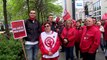 Belgian workers protest against poor working conditions and their right to strike