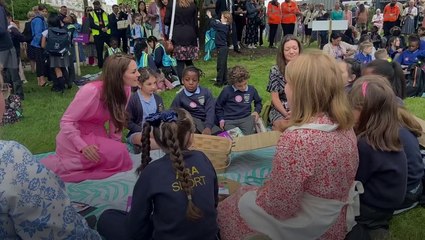 Princess of Wales surprises children at Chelsea Flower Show picnic