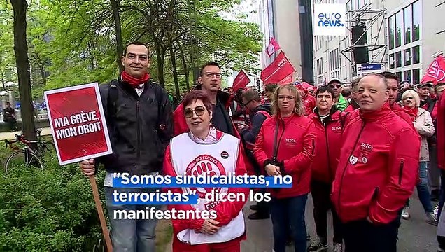 Trabajadores belgas protestan contra las malas condiciones laborales y su derecho a la huelga