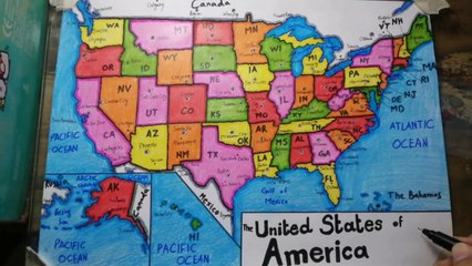 How to draw USA map easy SAAD