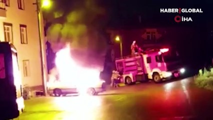 Kırıkkale'de otomobil alevlere teslim oldu! O anlar kamerada