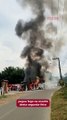 Incêndio destrói ônibus em pátio da Itaipava