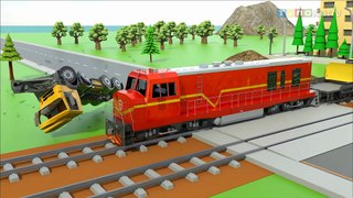 Tow Truck and Mini Excavator Truck for Kids  Railroad Crossing Construction_1080p