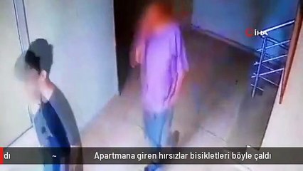 Apartmana giren hırsızlar bisikletleri böyle çaldı