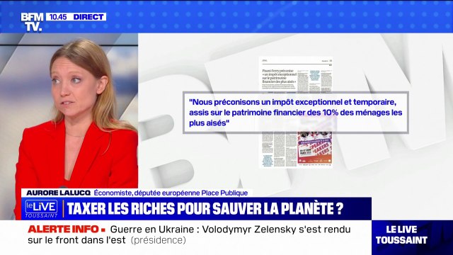 Taxer les riches pour sauver la planète: C'est ce que l'on a proposé nous, en temps que parlementaires européens, en lien avec des millionnaires , affirme Aurore Lalucq