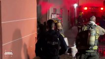 #Preliminar Bomberos de Guadalajara, lograron rescatar a un canino del interior de una vivienda que era consumida por el fuego. Este hecho tuvo lugar en la colonia Las Conchas #GuardiaNocturna