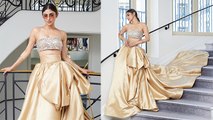 Cannes 2023 Red Carpet : Mouni Roy Golden Skirt Silver Bralette Look Viral,सोनपरी बनकर...| Boldsky