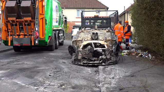 Clean-up operation underway after cars set alight during Cardiff riots