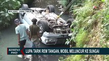 Lupa Rem Tangan, Mobil Wisatawan Terjun ke Sungai di Malang