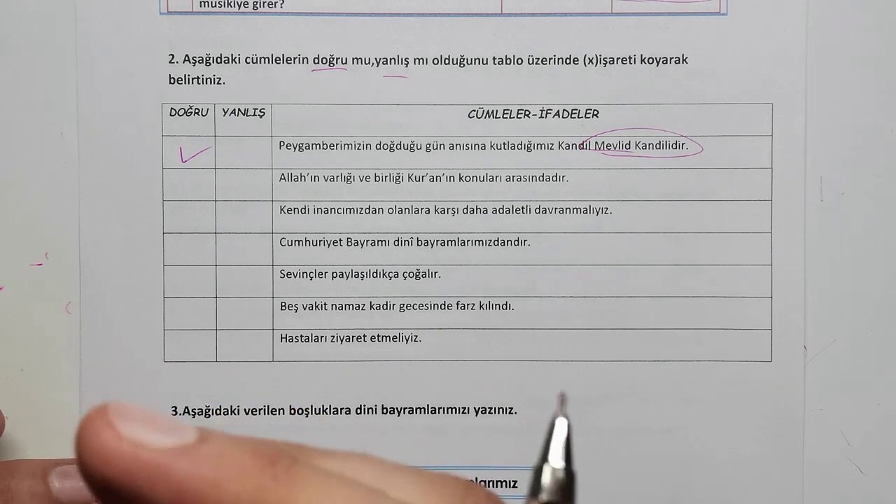 5.Sınıf DİN KÜLTÜRÜ ve AHLAK BİLGİSİ 2.Dönem 2.Yazılı Soruları ve Çözümü  Aldıran Sorular