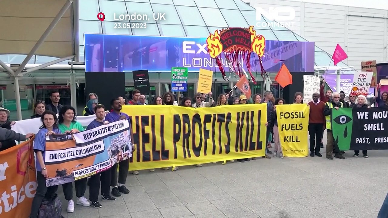 Watch: Climate activists disrupt oil giant Shell's annual shareholder meeting